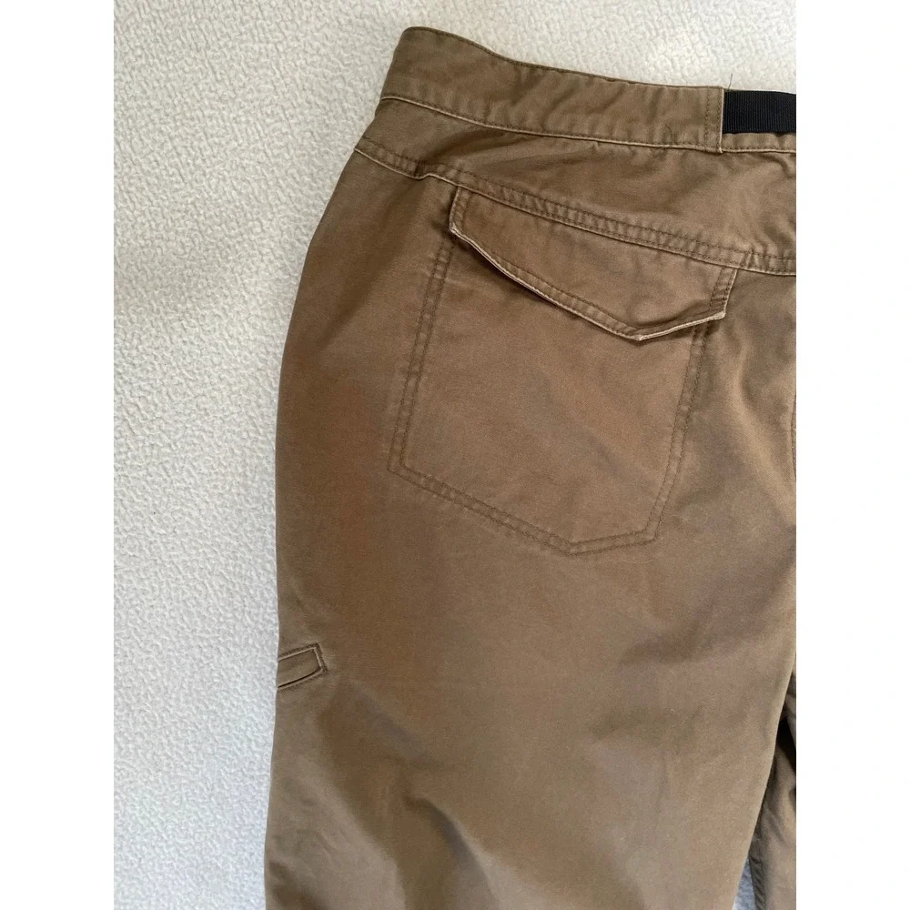 90s Eastern Mountain Sports Mens 38‎ Hiking Pants Brown Canvas Belted Cargo